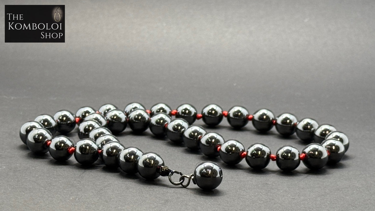 Hematite 33 Bead Worry Beads w/Hand Knotted Knots