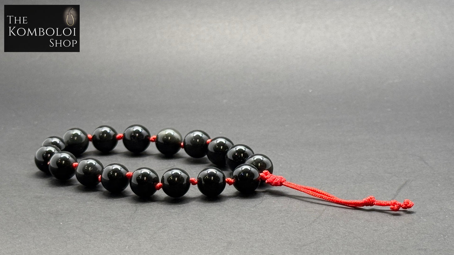 Obsidian Worry Beads - Wearable MK3 (Short) Hand Knotted