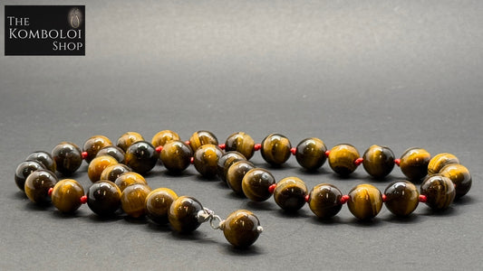 Tigers Eye 33 Bead Worry Beads w/Hand Knotted Knots