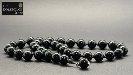 Onyx 33 Bead Worry Beads w/Hand Knotted Knots