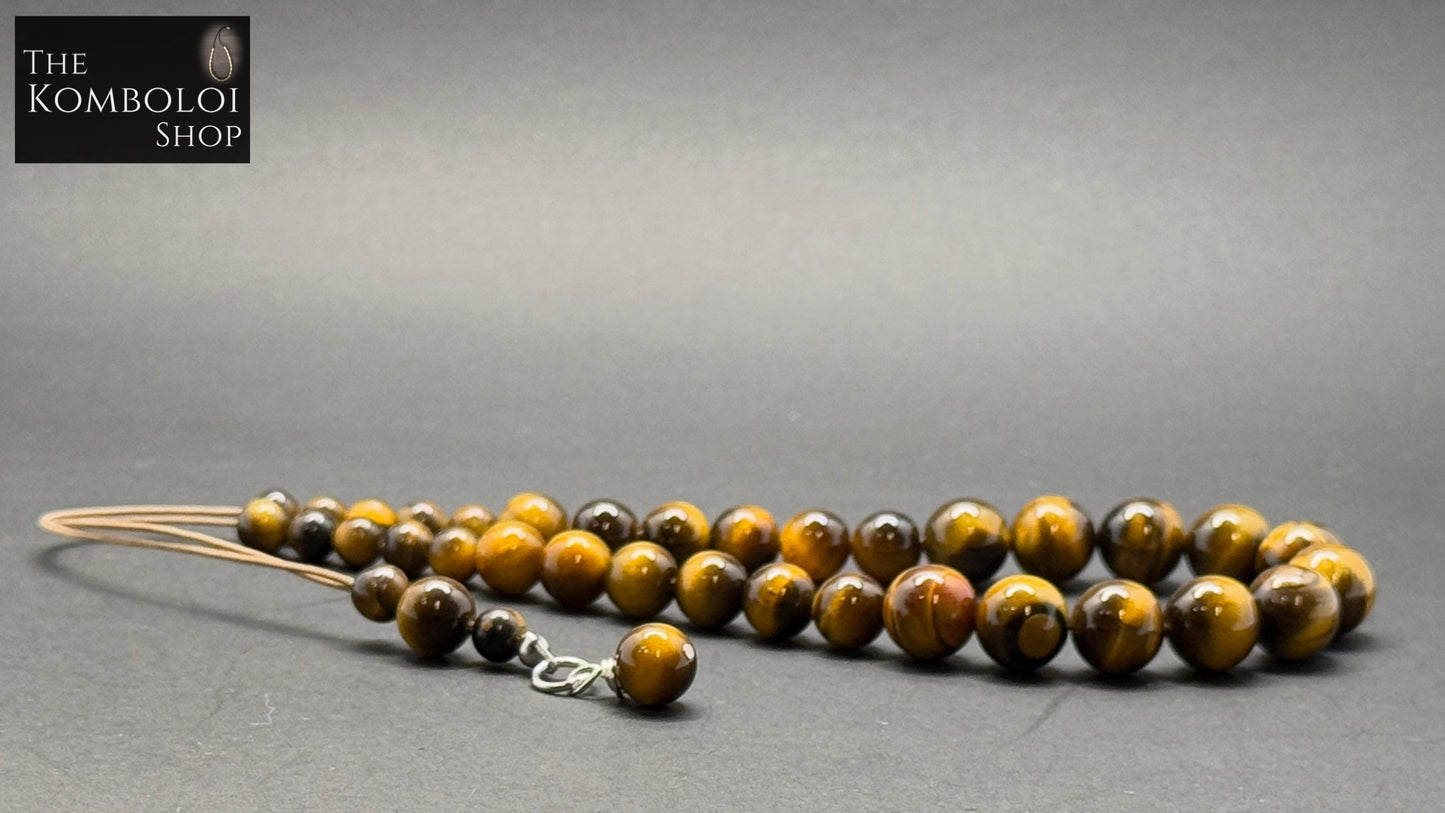 Tigers Eye Cascading 33 Bead Komboloi