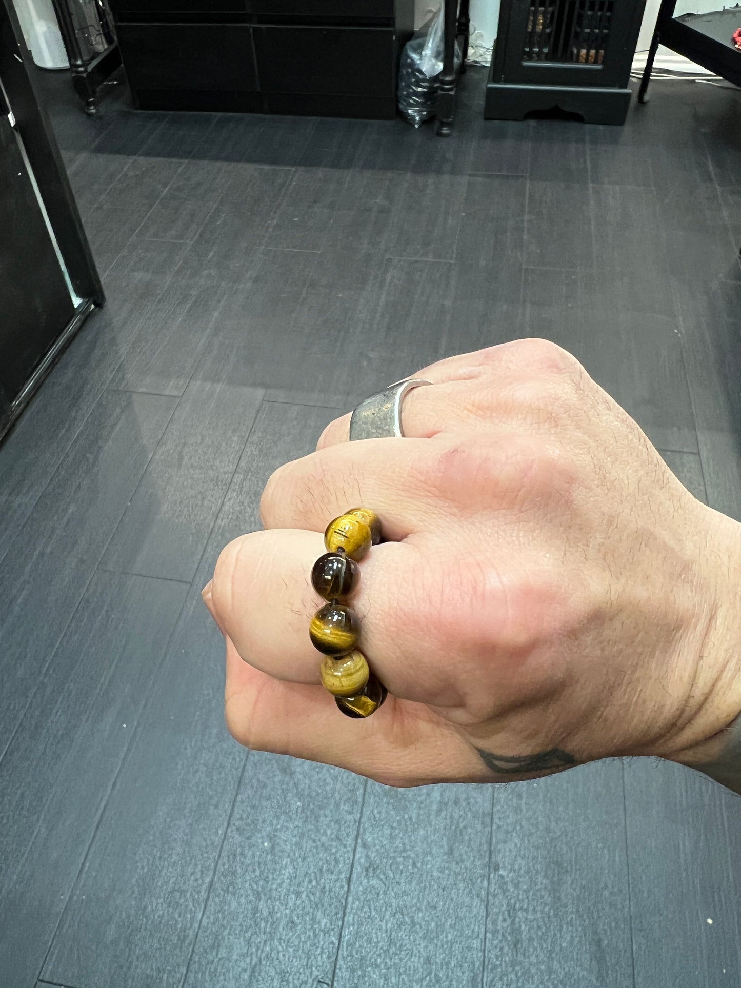 Tigers Eye Worry Bead Ring / Anxiety Ring MK2