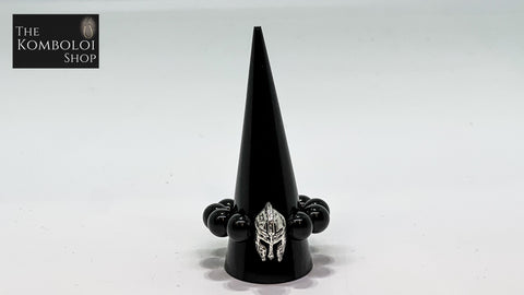 Onyx Worry Bead Ring / Anxiety Ring MK2 with Alloy Warrior Helmet