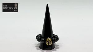 Onyx Worry Bead Ring / Anxiety Ring MK2 with Alloy Warrior Helmet