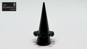 Onyx Worry Bead Ring / Anxiety Ring MK2 with Agate Cross