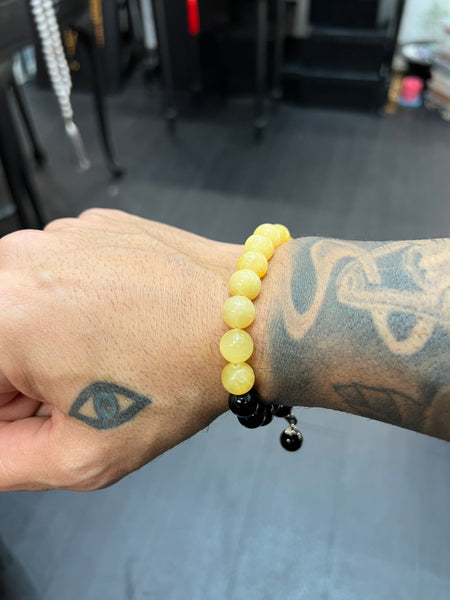 Onyx & Yellow Jade Wearable Worry Beads